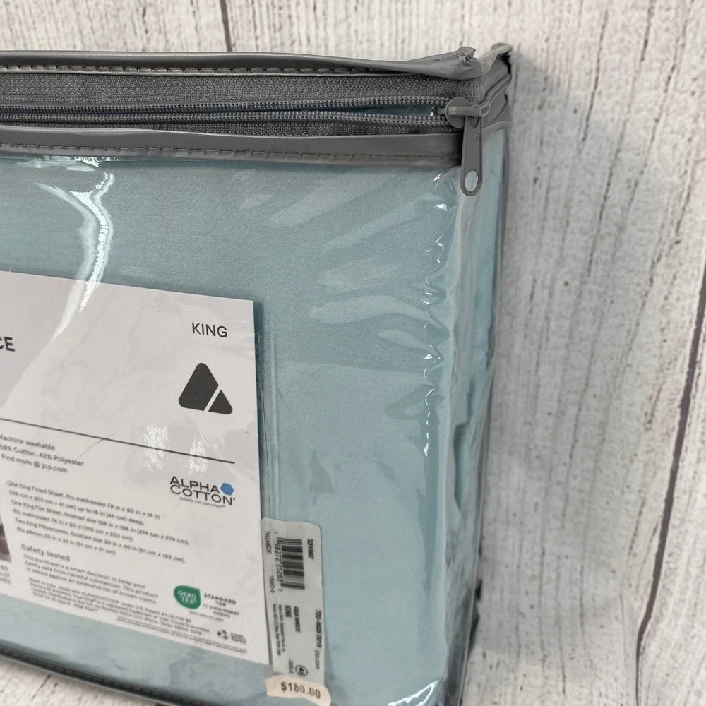Liz Claiborne Sheet Set KING Aqua Breeze Luxury Performance 1000TC Cotton Rich
